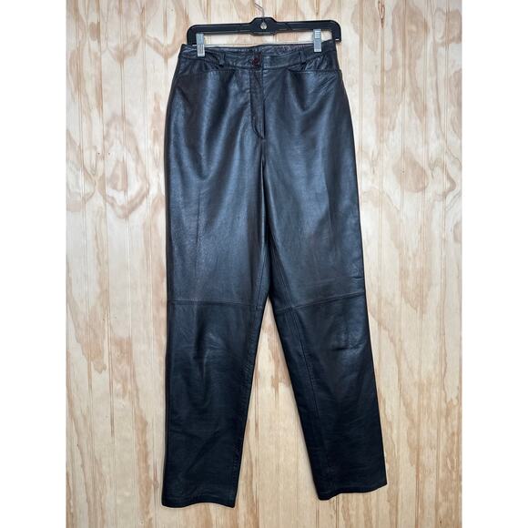 Vintage Willi Smith Black Leather Pants Size 10 Goth Y2K, Old Money, Rocker 90's - Picture 7 of 8